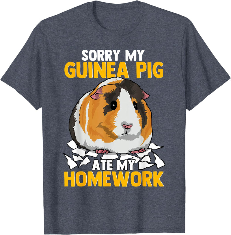 Funny Hamster Guinea Pig Tees Co Sorry My Guinea Pig Ate My Homework Funny Pet Rodent Hamster T-Shirt - Heather Blue