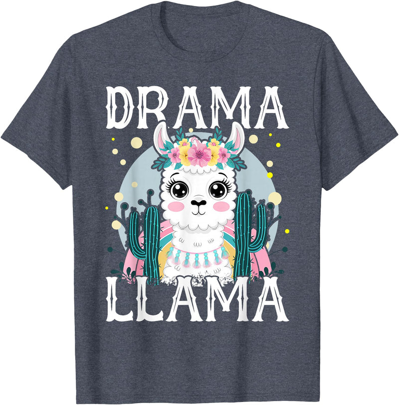 Llama Lover Gift Co. Drama Llama for Kids T-Shirt - Heather Blue
