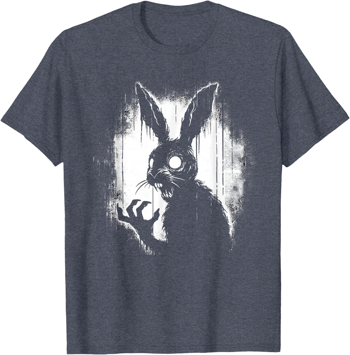 Scary Goth Rabbit, Horror Rabbit, Weirdcore Rabbit T-Shirt in Heather Blue