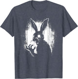 Scary Goth Rabbit, Horror Rabbit, Weirdcore Rabbit T-Shirt in Heather Blue