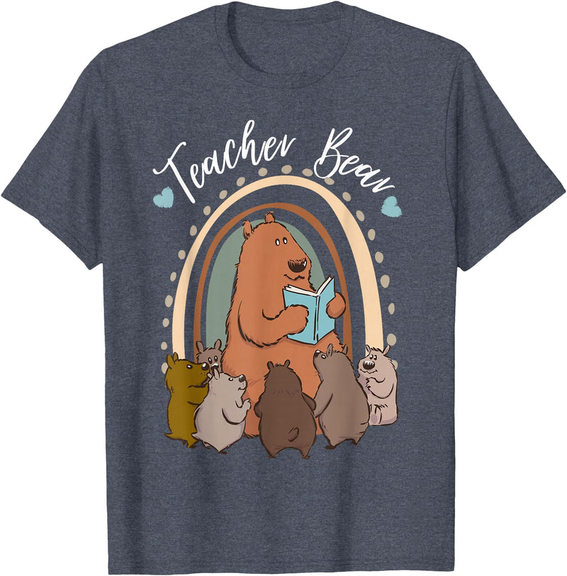 Thank You Teacher Appreciation Gifts Teacher Bear Reading Appreciation Teacher Graphic T-Shirt - Heather Blue
