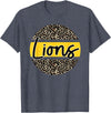 Lions School Spirit Leopard Print Yellow T-Shirt - Heather Blue