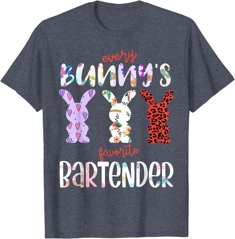 Every Bunny’s Favorite Bartender Easter Rabbit T-Shirt in Heather Blue