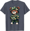 Camo Teddy Bear Hip Hop Designs for Men & Boys Camo Hip Hop Teddy Bear Camouflage Gangsta Streetwear Hustle T-Shirt - Heather Blue