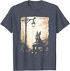 Rabbit with Book on Park Bench Bunny Lover, Men, Women, Kids T-Shirt in Heather Blue