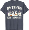 Halloween Nurse Gifts Co. No Tricks Just Treatment Nurse Ghost RN Spooky Halloween T-Shirt - Heather Blue