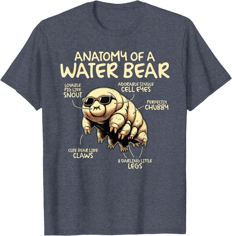 Tardigrade Water Bear Co Anatomy Of A Water Bear Funny Tardigrade T-Shirt - Heather Blue