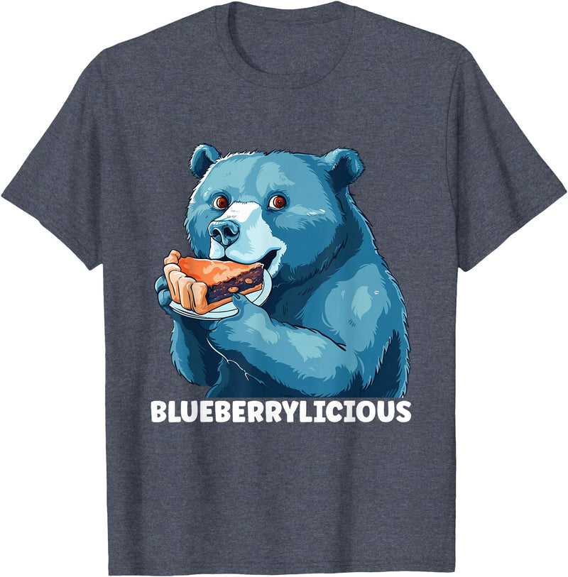 Funny Pastry Design Bear Pie Confectioner Cake Baking Thanksgiving Blueberrylicious Blueberry Pie T-Shirt - Heather Blue