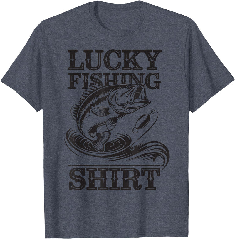 My Lucky Fishing Shirt Youth Teen Boys Bass Fish Men My Lucky Fishing Shirt Boy Youth Funny Fisherman Toddler T-Shirt - Heather Blue