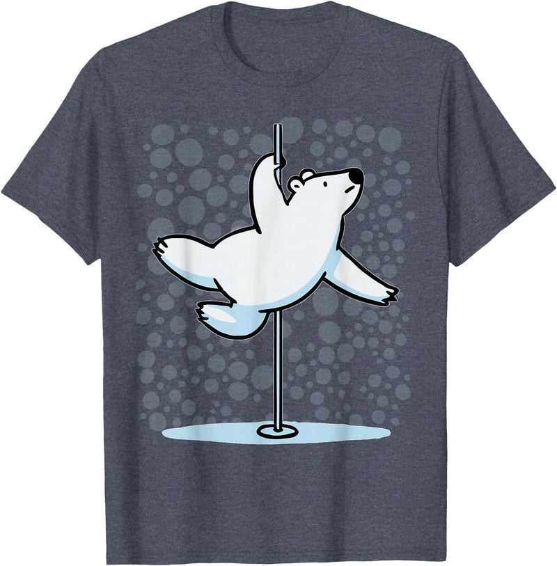 Fun Polar Bear Lover Humor Bear Dancer Stylish Tee Funny Polar Bear Pole Dancing Animal Cute Cool Wordplay Snow T-Shirt - Heather Blue