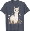 Alpaca Llama Lama Lover Cute Farm Animals Kids Llama Alpaca Lama Flowers Cute Adorable Baby Farm Animal T-Shirt - Heather Blue