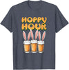 Hoppy Hour Funny Happy Easter Day Rabbit Ears Men Women T-Shirt in Heather Blue