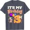 Cow Birthday 3 Party Farmyard Apparel Cow 3rd Birthday Party Balloons Moo Farm Animal Vet Barn T-Shirt - Heather Blue