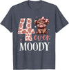 Highland Cow Print 4 Year Old Girl Birthday Gifts 4 Ever Moody Scottish Highland Cow 4th Birthday Girl T-Shirt - Heather Blue
