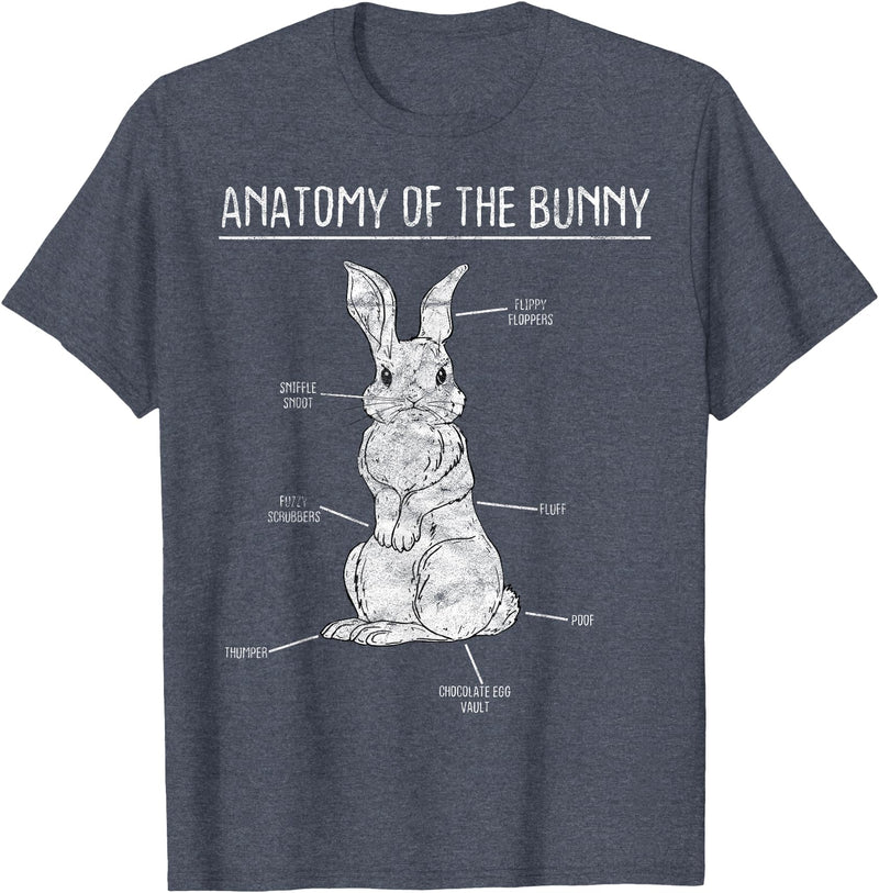 Rabbit Anatomy Bunny Lover Animal Pet Owner Gift T-Shirt in Heather Blue