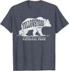 Vintage Yellowstone Retro Tees Tanks Tops Grizzly Bear Yellowstone National Park Est. 1872 T-Shirt - Heather Blue