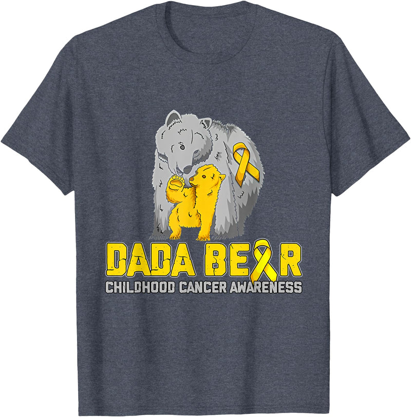 Cute Bear Support Childhood Cancer Awareness Dada Bear Support Childhood Cancer Awareness T-Shirt - Heather Blue