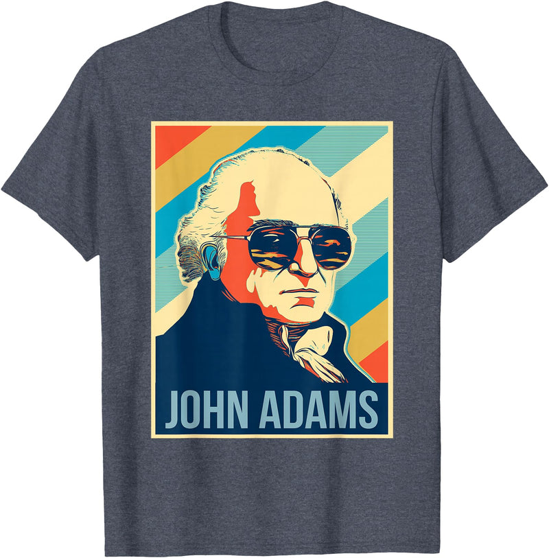 President John Adams Tees 4th Of July John Adams President Retro Patriotic T-Shirt - Heather Blue