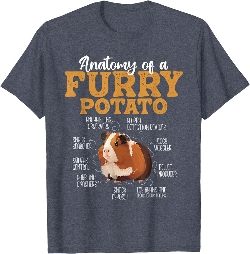 Funny Guinea Pig Shirts Anatomy of A Furry Potato - Guinea Pig Animal Rodent Lover T-Shirt - Heather Blue