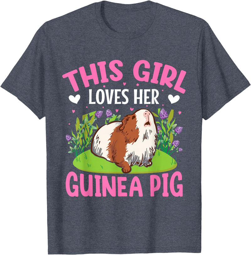 Funny Guinea Pig Gifts For Women Men Kids by DMTRY This Girl Loves Her Guinea Pig T-Shirt - Heather Blue