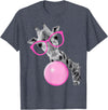 Pink Glasses and Bubblegum Animals Cool Giraffe Blowing Bubble with Pink Glasses – Funny Animal T-Shirt - Heather Blue