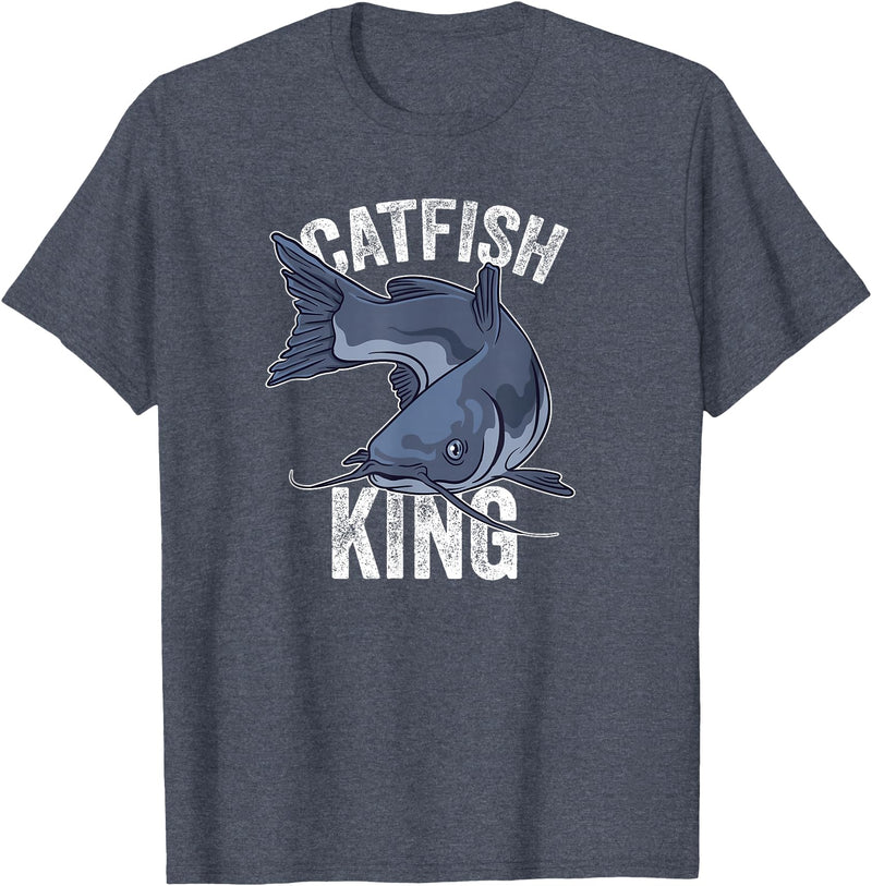 Catfish Gifts Catfish King Catfish Fishing T-Shirt - Heather Blue