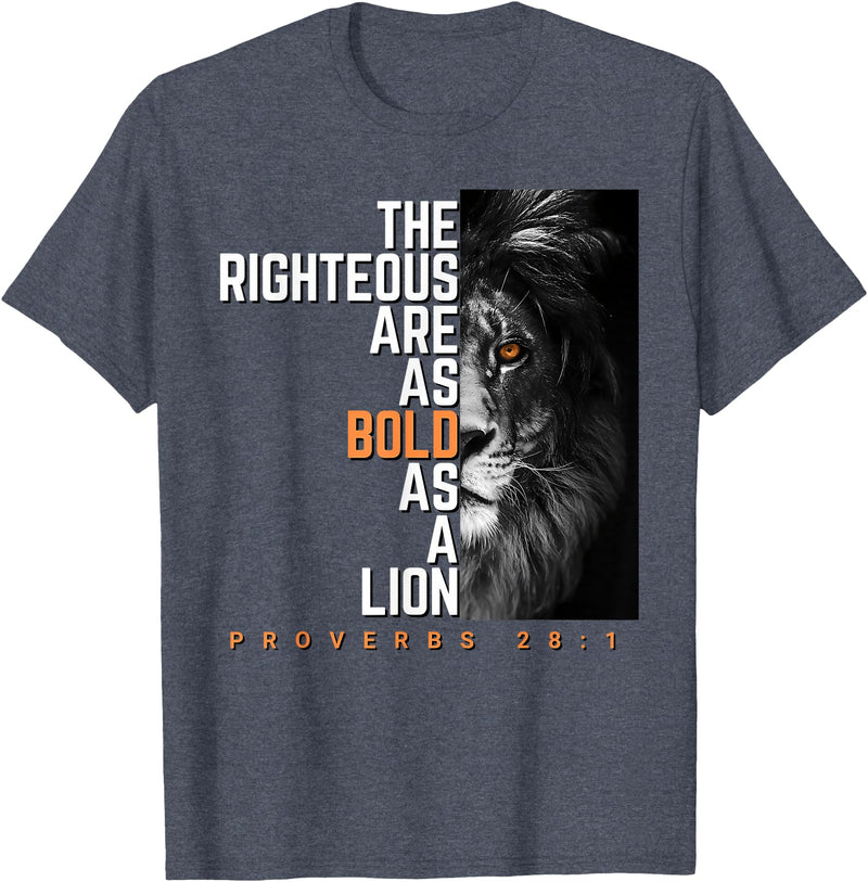 Funny The Righteous Are As Bold As A Lion Bible Verse T-Shirt - Heather Blue