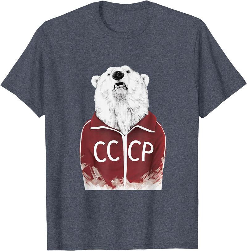 Check out my other RUSSIA T-shirts Russian Bear T-shirt Russia Shirt CCCP Soviet Union USSR Tee T-Shirt - Heather Blue