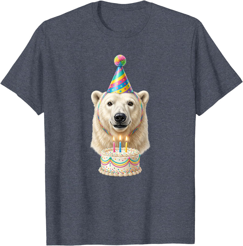 Birthday Party Polar Bear Polar Bear Birthday T-Shirt - Heather Blue