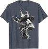 Safari Animal Art Giraffe with Sunglasses Wildlife Safari Giraffe Animal Lover T-Shirt - Heather Blue