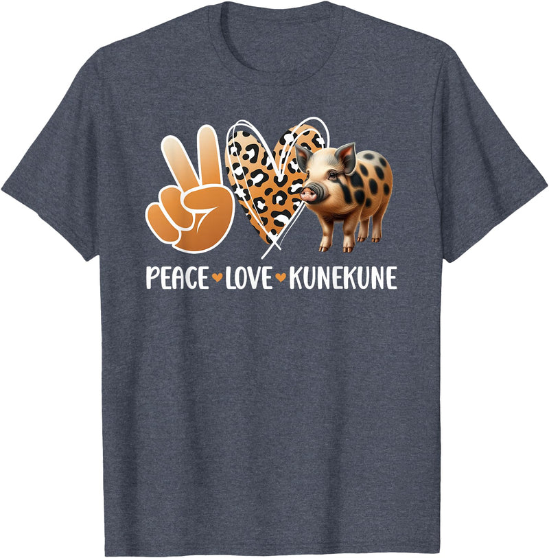 Cute Kunekune Pig Lover Kunekune Pig Boy Peace Love Kunekune Pig Lover Kunekune Pig Girl T-Shirt - Heather Blue