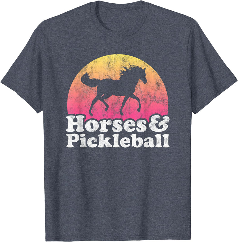 Horses and Pickleball Apparel Co Horse and Pickleball Women or Girls Horses T-Shirt - Heather Blue