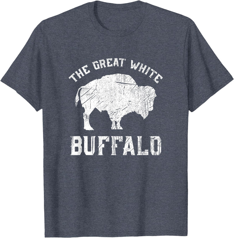 We Are Wildlife The Great White Buffalo T-Shirt Native American Inspired T-Shirt - Heather Blue