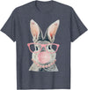 Cute Rabbit Lover Bunny Graphic T-Shirt (Grass Green) in Heather Blue