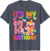 13th Birthday Pig Gift For Boys Girls 13 Years Old Birthday Pig Theme Party It's My 13th Birthday T-Shirt - Heather Blue