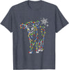 Cow Christmas Light Tree Cow Xmas Snow Lover T-Shirt - Heather Blue