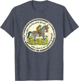 Brown County General Frog Went a Courtin Riding Horse with Sword Folk Tale T-Shirt - Heather Blue