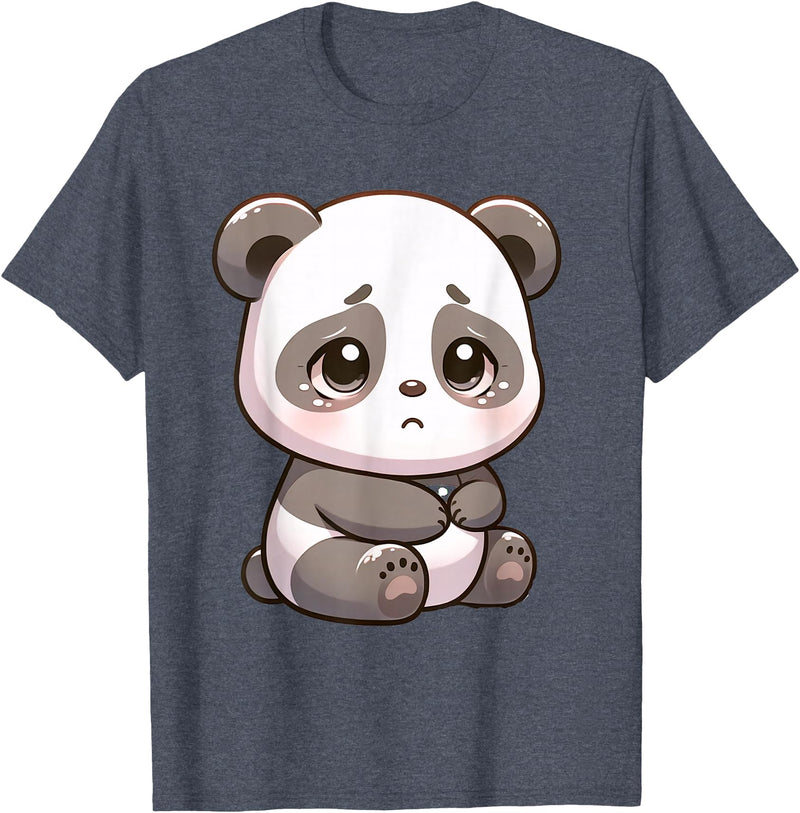 Cute Sad Panda Designs Sad Panda Bear Animal T-Shirt - Heather Blue