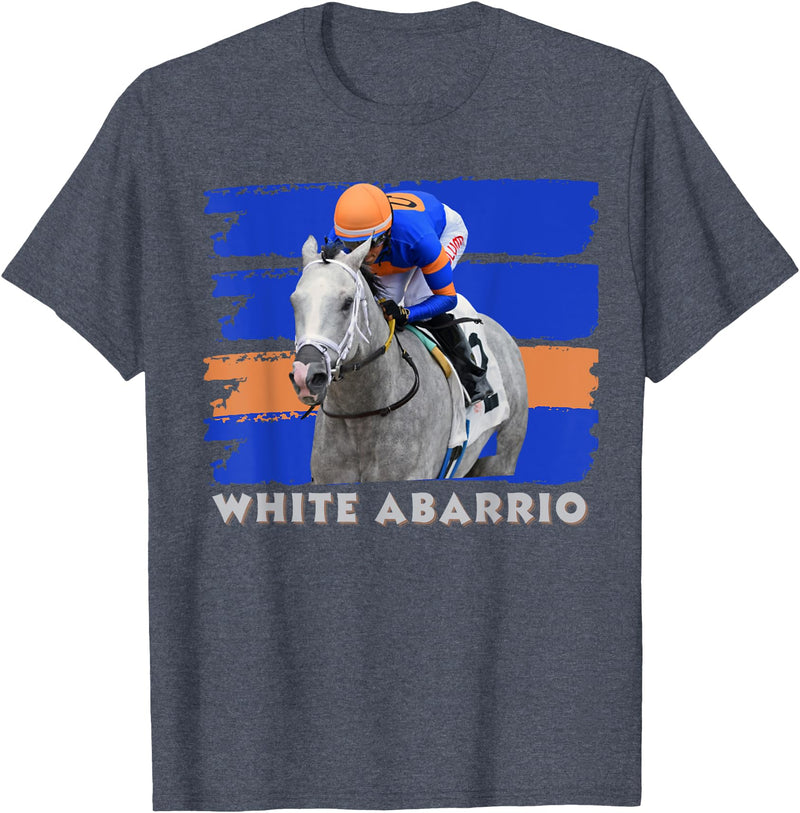 Handicapping Horse Gear White Abarrio Horse, Horse Racing, Del Mar, Santa Anita T-Shirt - Heather Blue