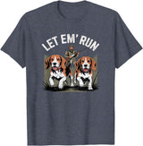Vintage Beagle Dog Let Em' Run Rabbit Hunting T-Shirt in Heather Blue