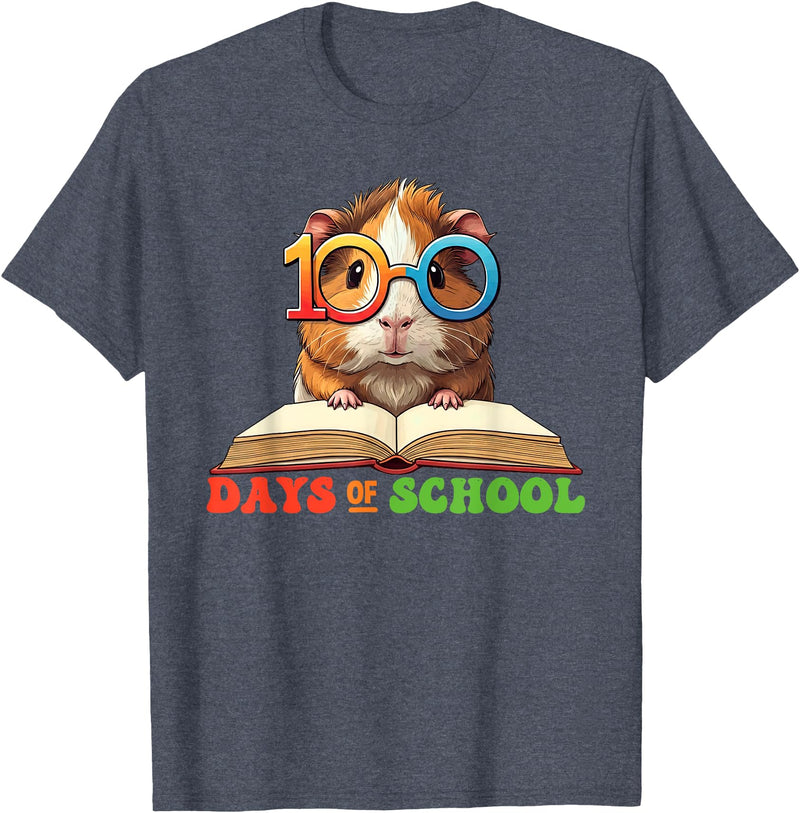 Guinea Pig Lovers 100 Days Of School Costume Kids Funny Guinea Pig 100th Day Of School Teacher Womens Mens T-Shirt - Heather Blue