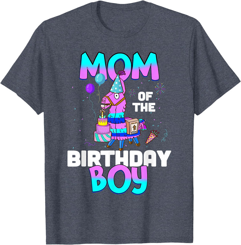 Llama Boys Kids Lovers Creations Llama Mom Shirt - Birthday Boy’s Cute Matching Party Outfit T-Shirt - Heather Blue