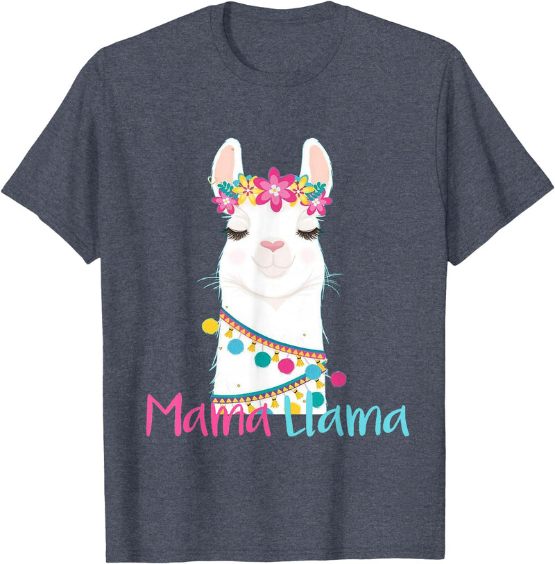 funny Mama Llama tshirt for mother's day Mama Llama Funny Mother's Day Shirt for Women Mom Love Llama T-Shirt - Heather Blue