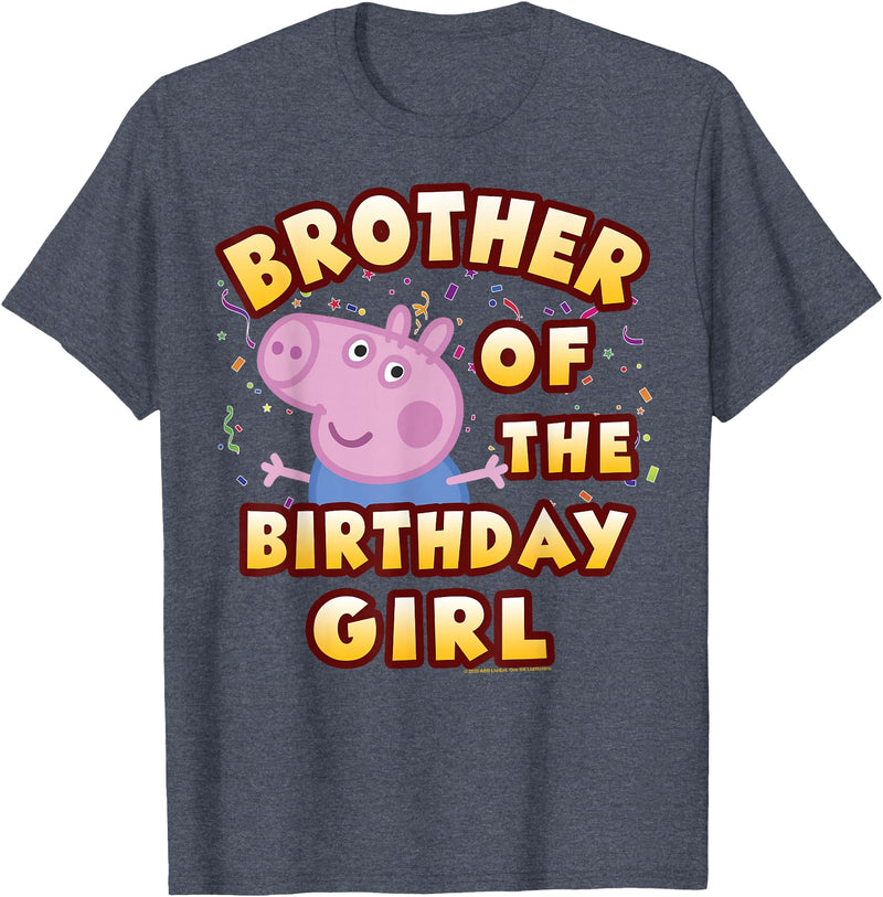 Peppa Pig Brother of The Happy Birthday Girl T-Shirt - Heather Blue