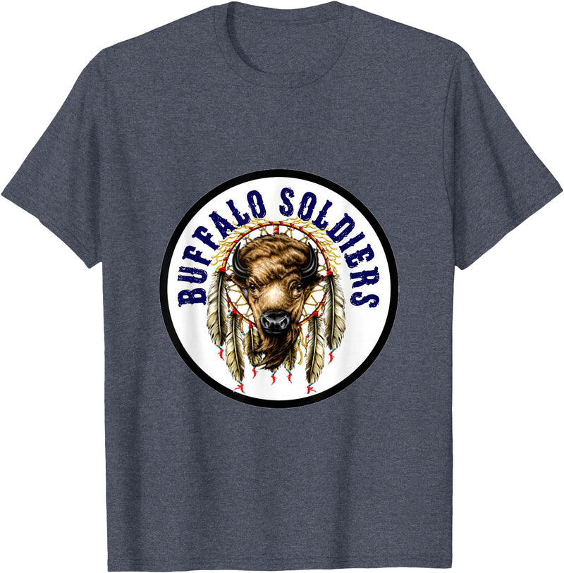 Mostly Art Stuff The Buffalo Soldiers of 1886 Dreamcatcher Art T-Shirt - Heather Blue