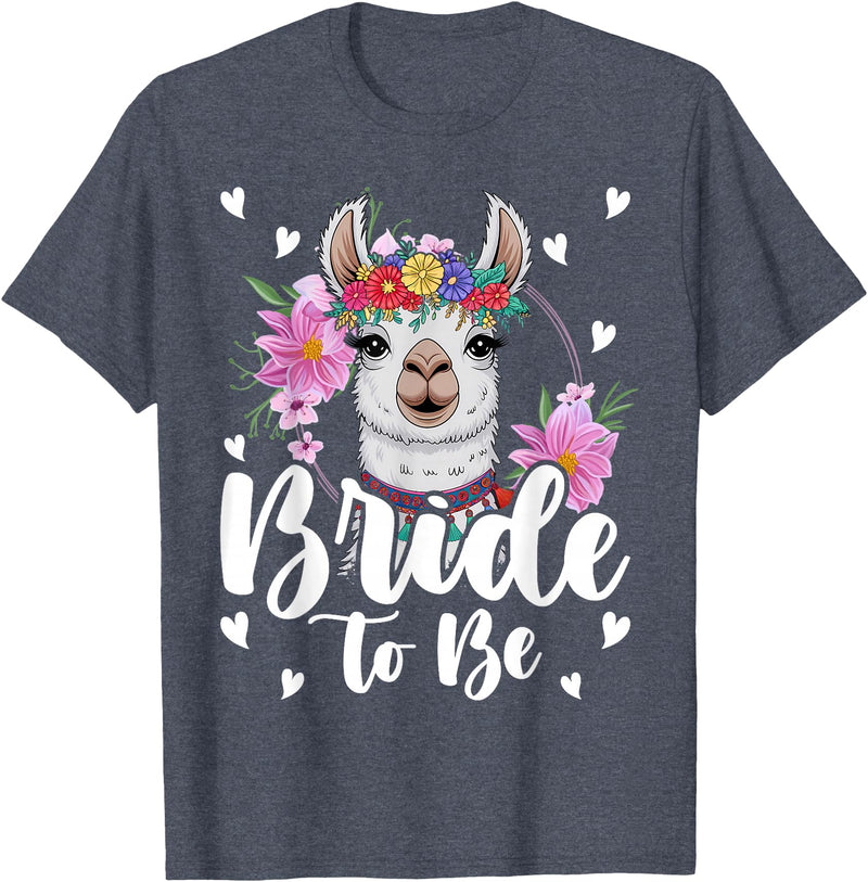 Llama Lover Gift Co. Llama Bride to Be Wedding Bridal Shower Alpaca T-Shirt - Heather Blue