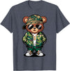 Magical and Funny Teddy Bear Gifts Hip Hop Teddy Bear Camouflage Rap Music T-Shirt - Heather Blue