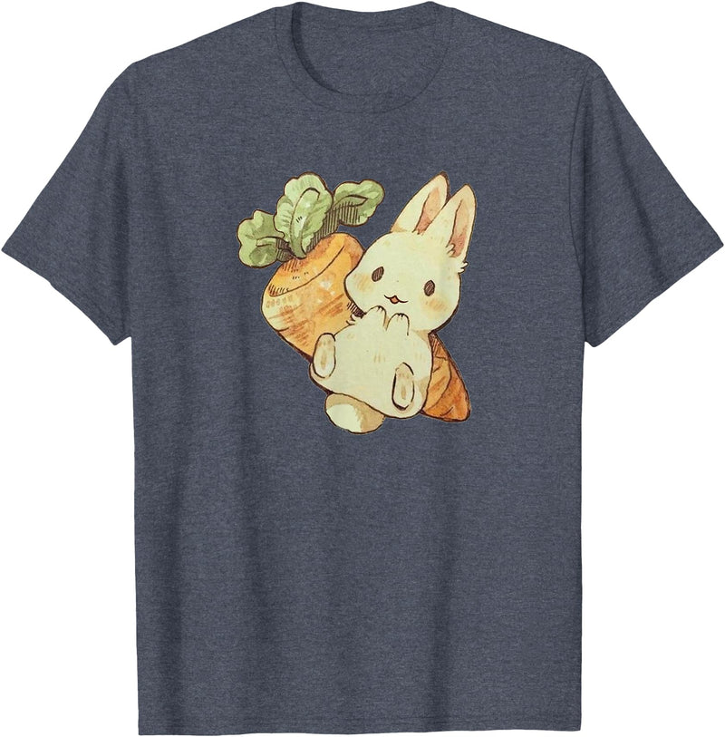 Cute Watercolor Kawaii Kids Girls Women Carrot Bunny Lover Hoodie in Heather Blue