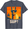 Uniquely Funny Llama lover Gifts Cool Llama Sup? T-Shirt - Heather Blue