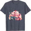 Unique Pig Lover Decor & Apparel Gifts Shop Two Loving Pigs In Love Heart Valentine's Day Pig T-Shirt - Heather Blue